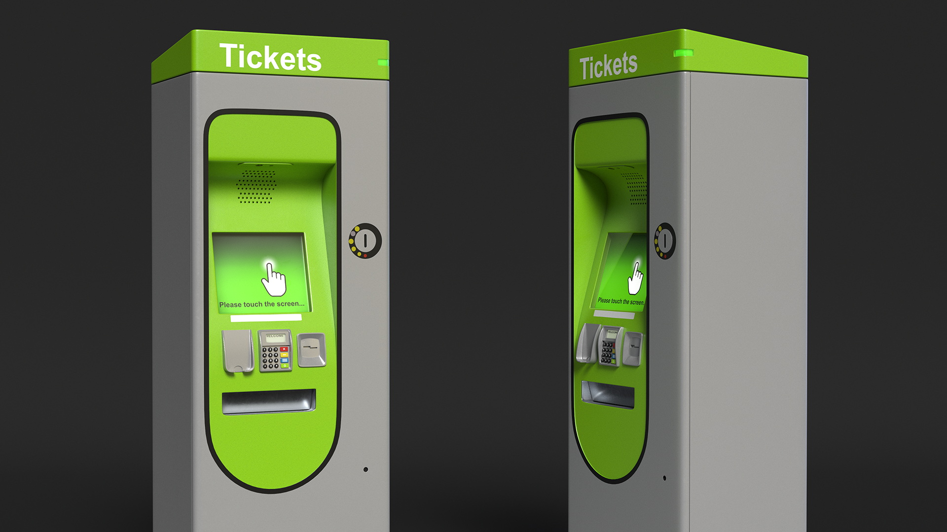 3D Card or Cash Ticket Machine Green model
