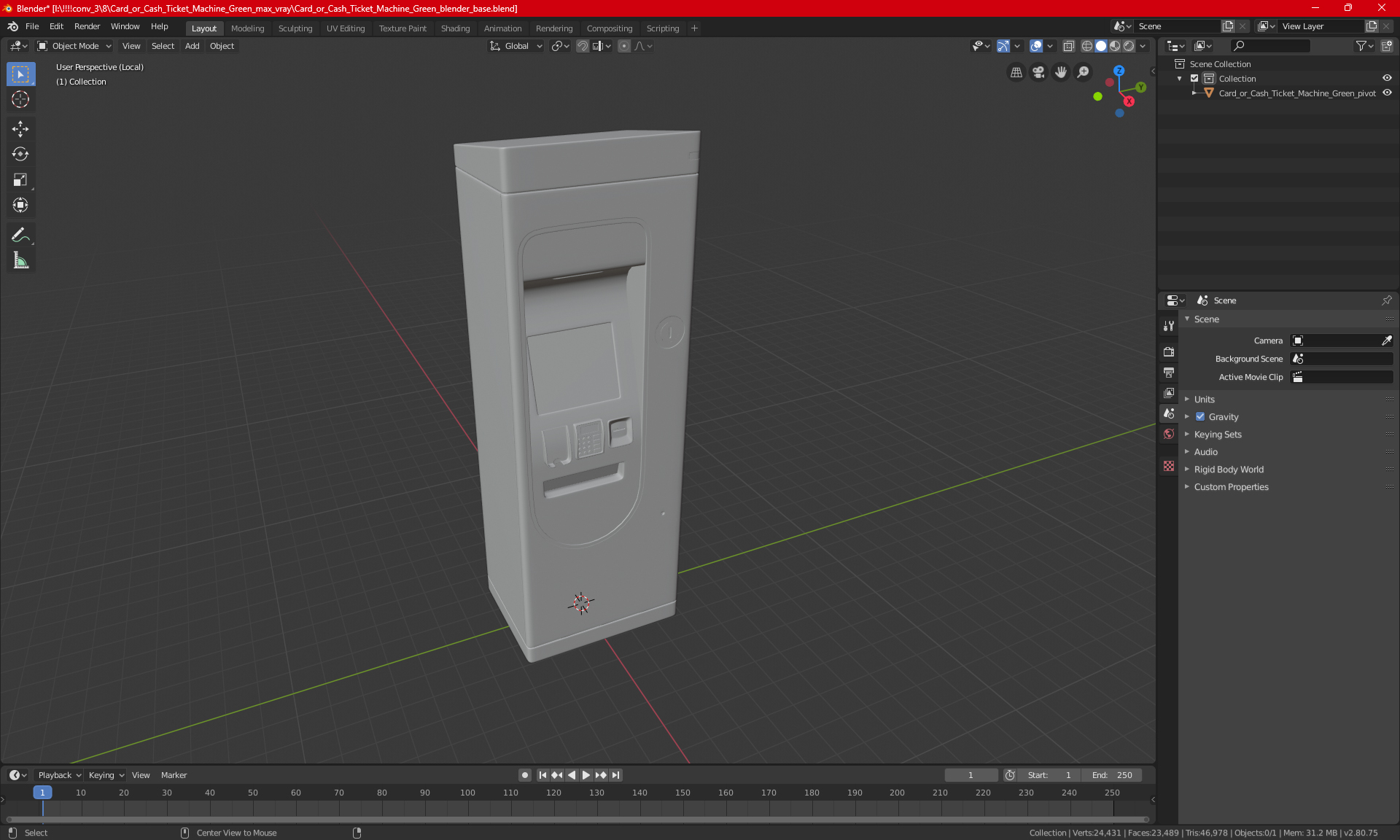 3D Card or Cash Ticket Machine Green model