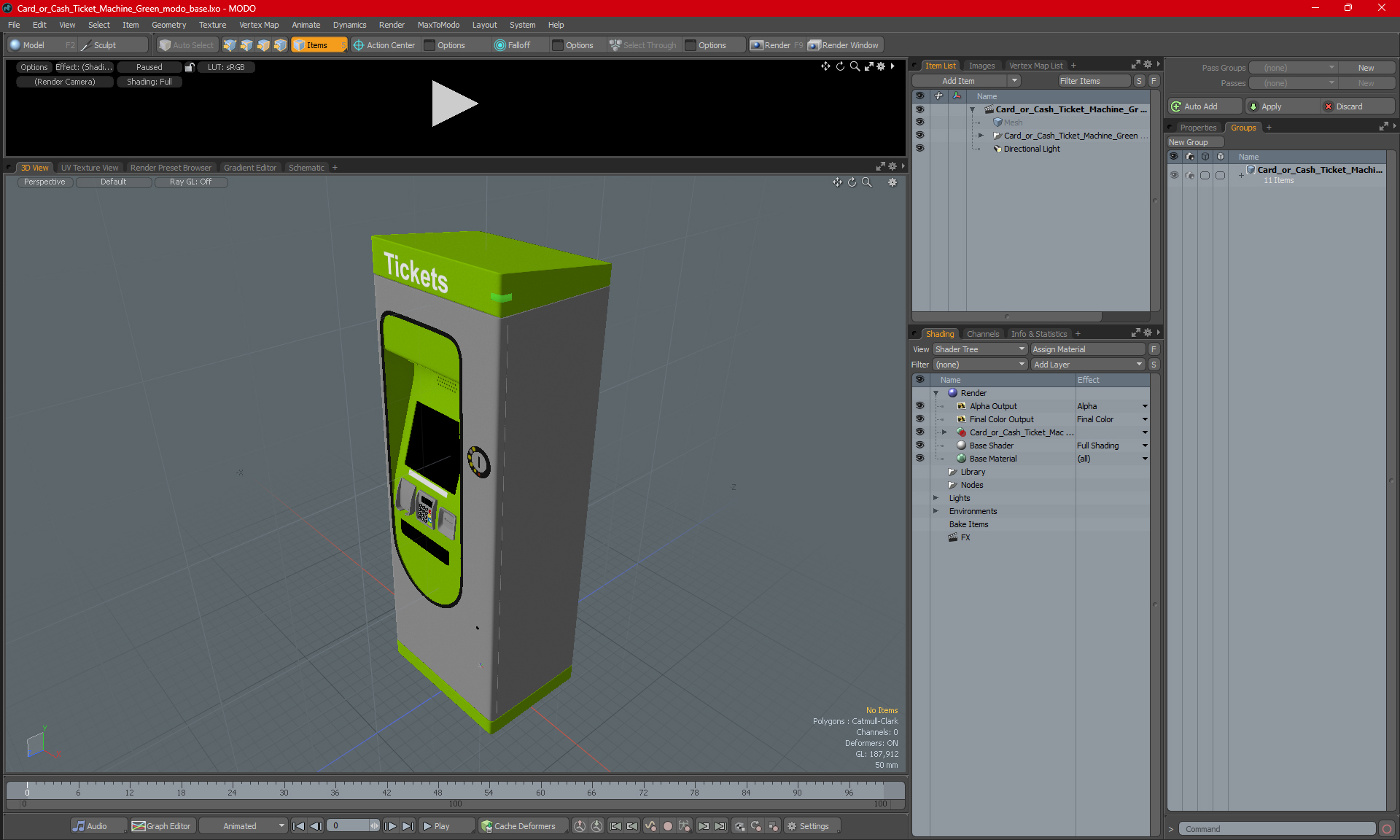 3D Card or Cash Ticket Machine Green model
