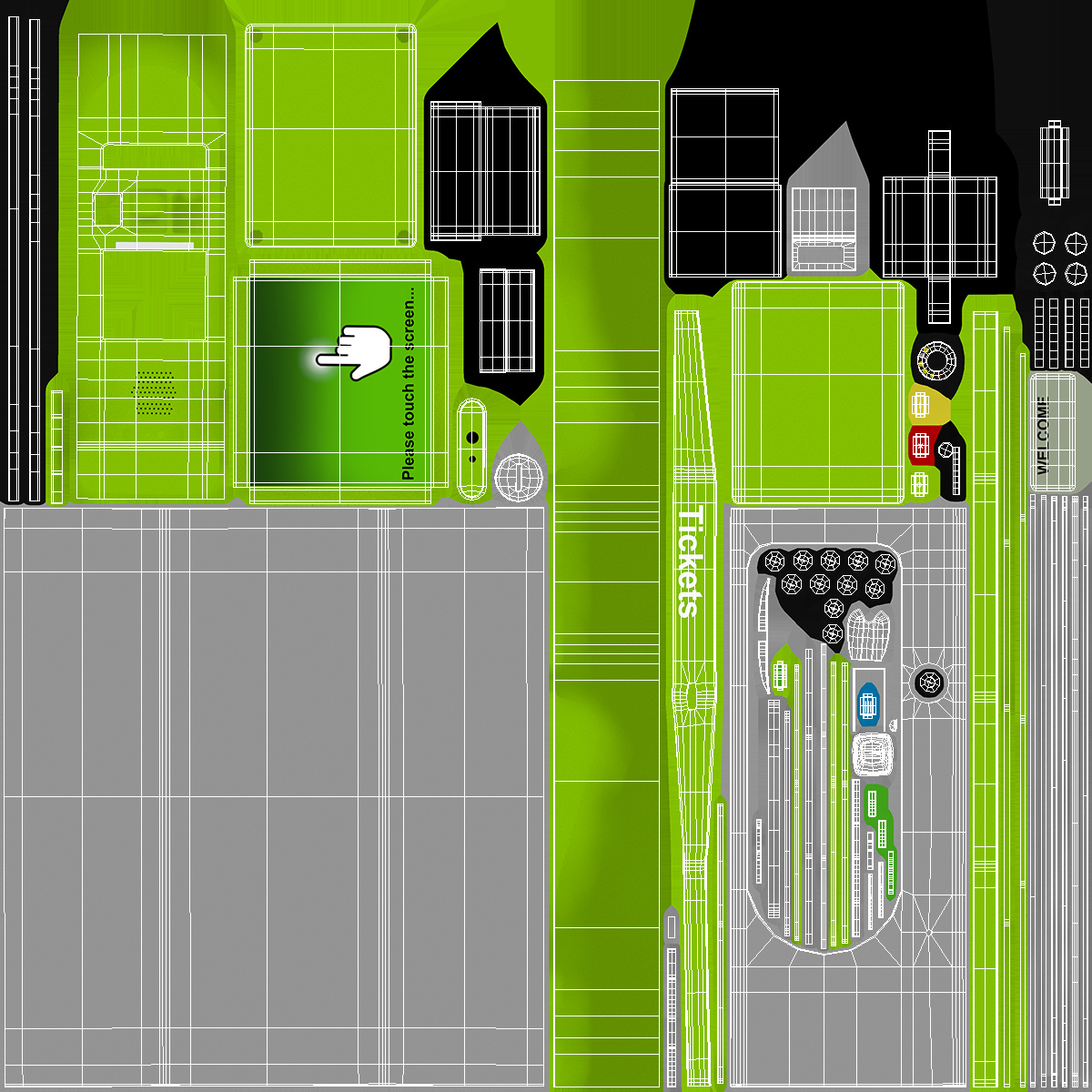 3D Card or Cash Ticket Machine Green model