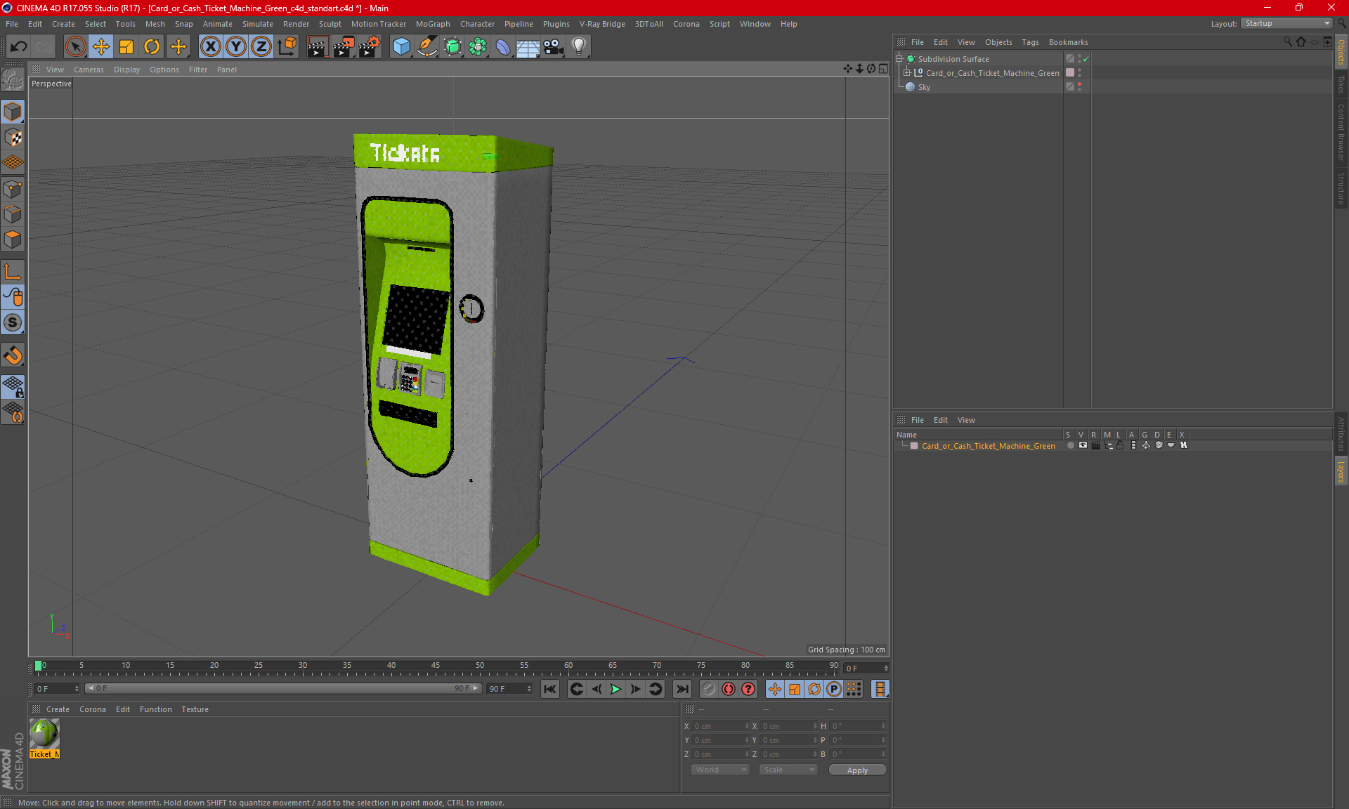 3D Card or Cash Ticket Machine Green model
