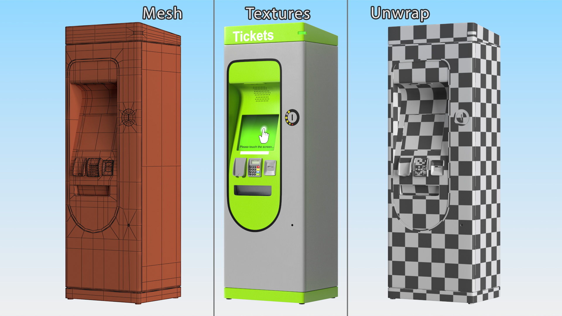 3D Card or Cash Ticket Machine Green model