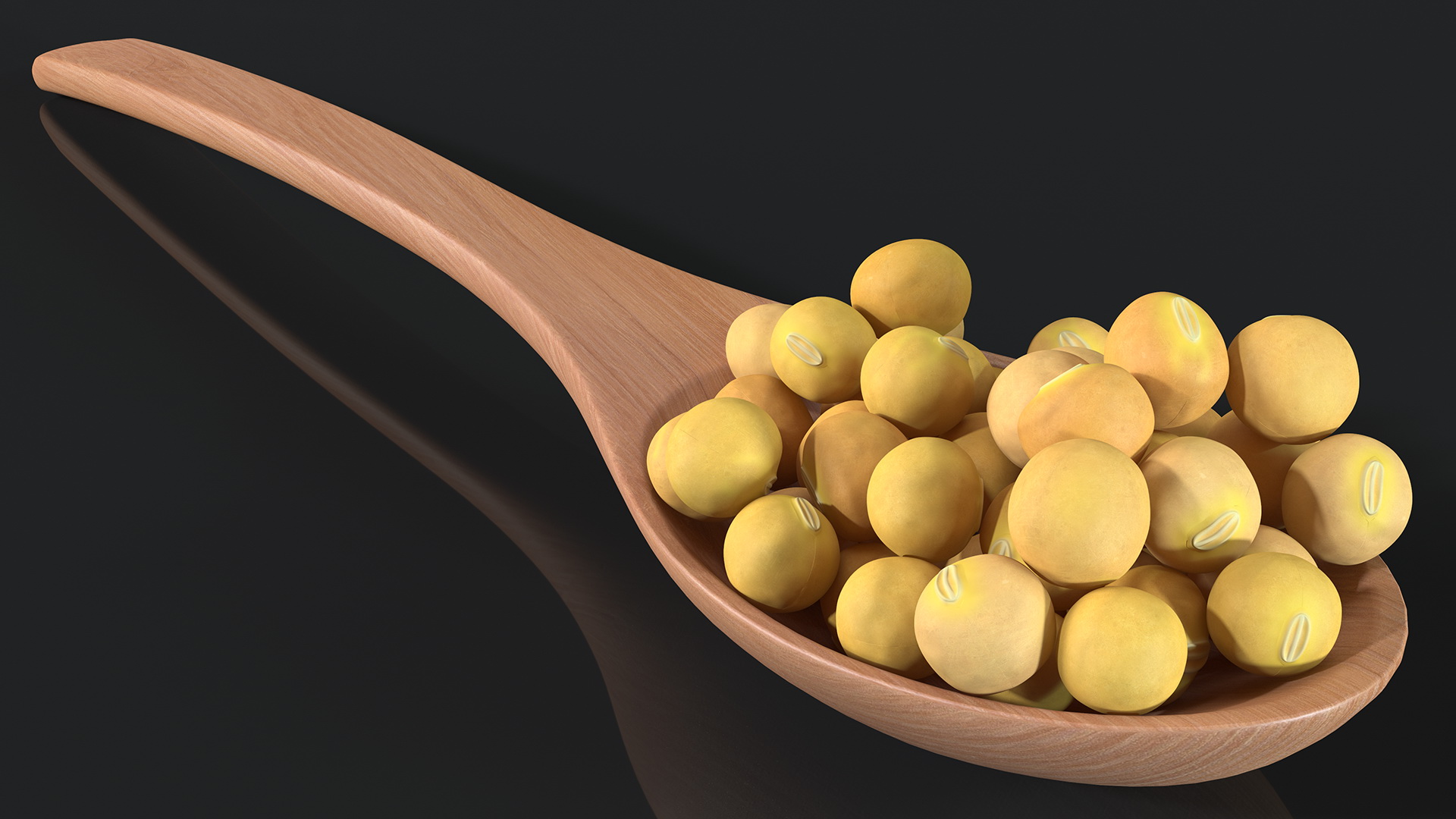 3D model Soy Beans in Wooden Spoon