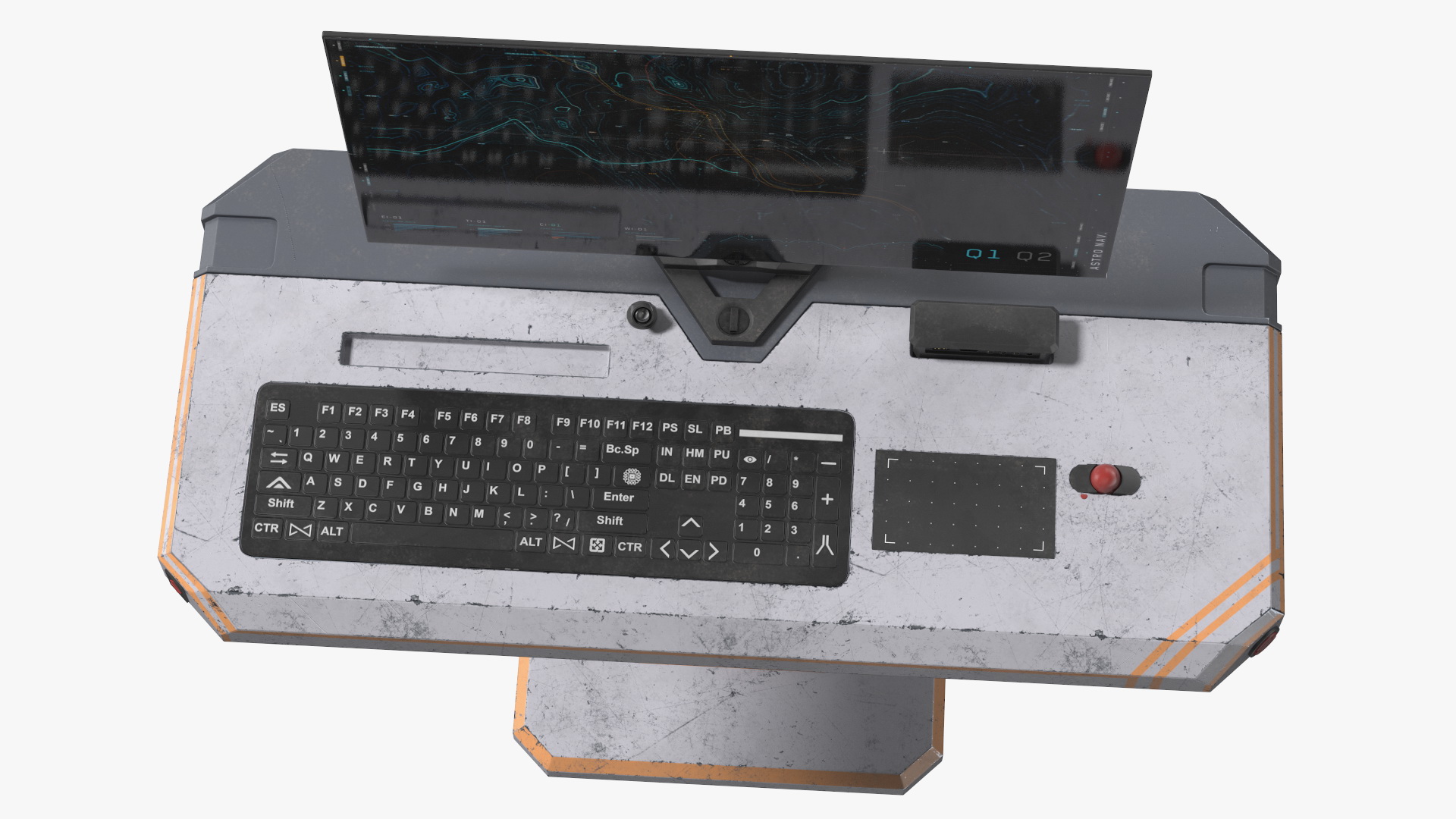 An Astronaut Examines Data from Sci-fi Computer 3D