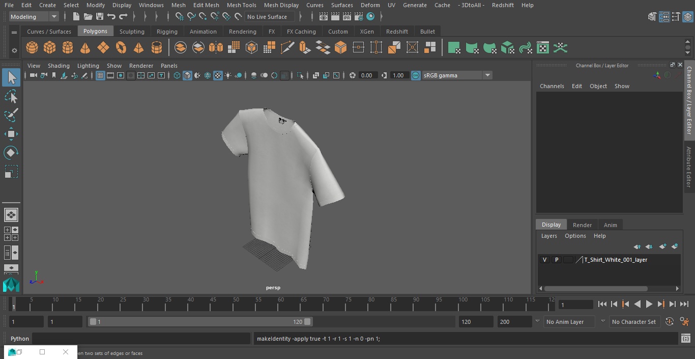 3D T-Shirt White model