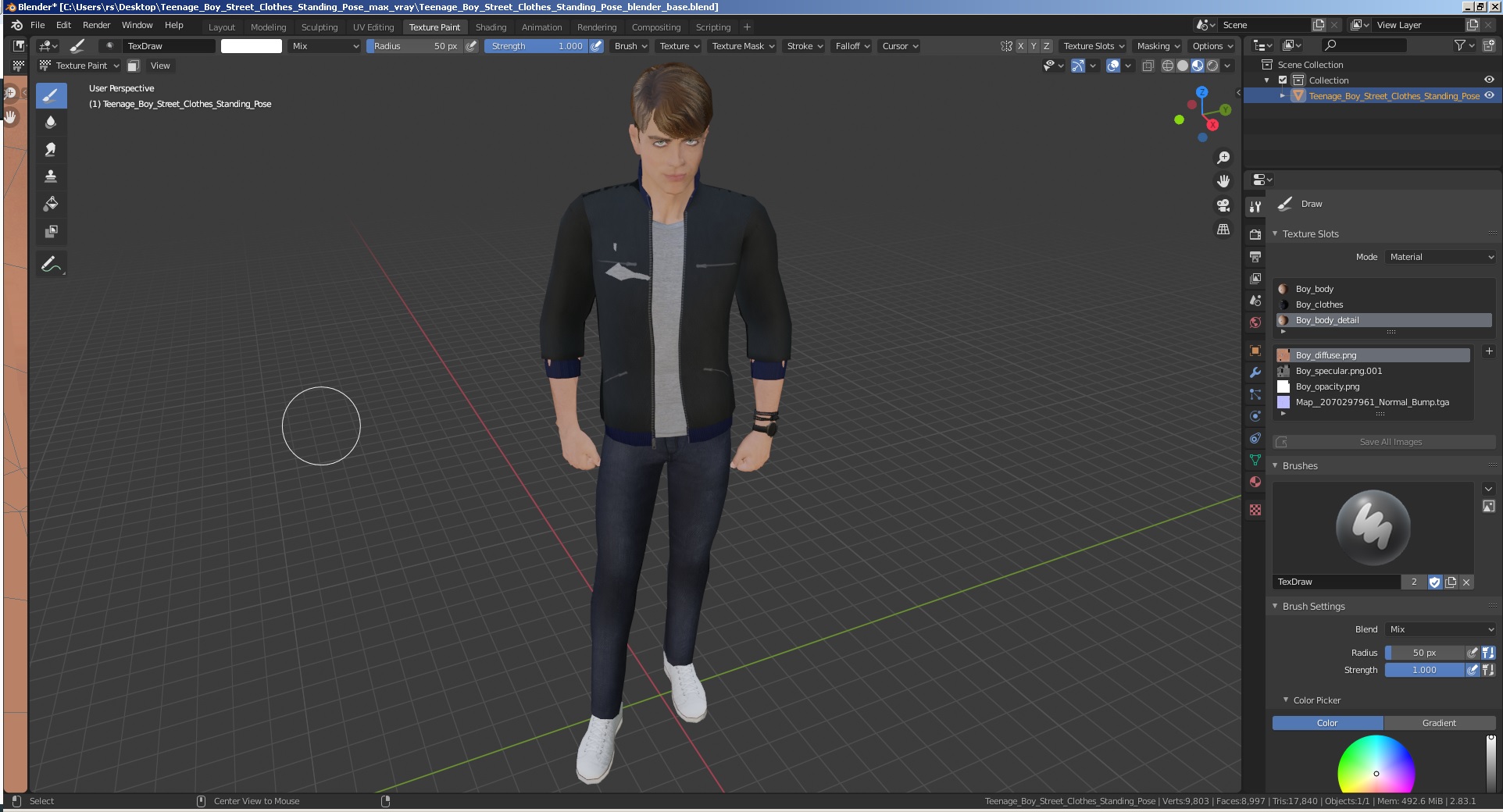 3D model Teenage Boy Street Clothes Standing Pose
