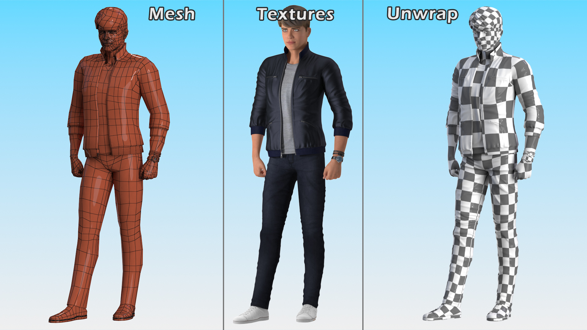 3D model Teenage Boy Street Clothes Standing Pose