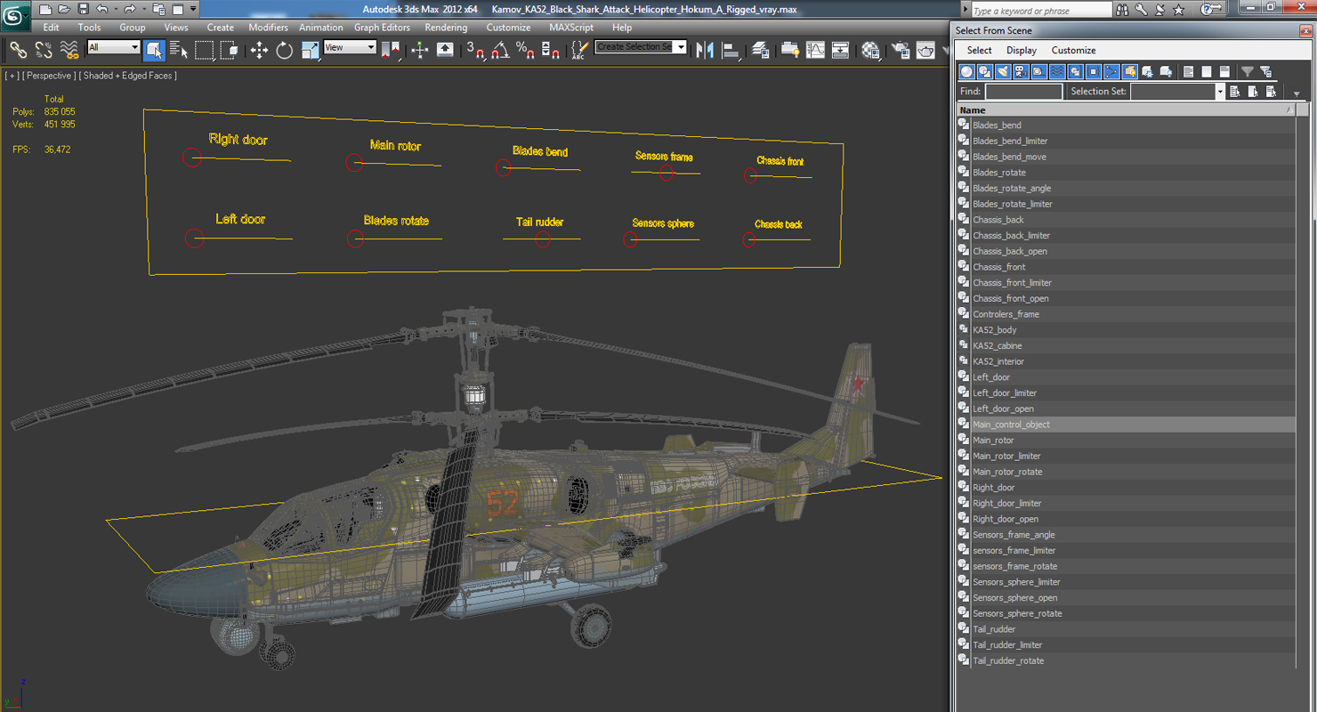 3D model Kamov KA52 Black Shark Attack Helicopter Hokum A Rigged