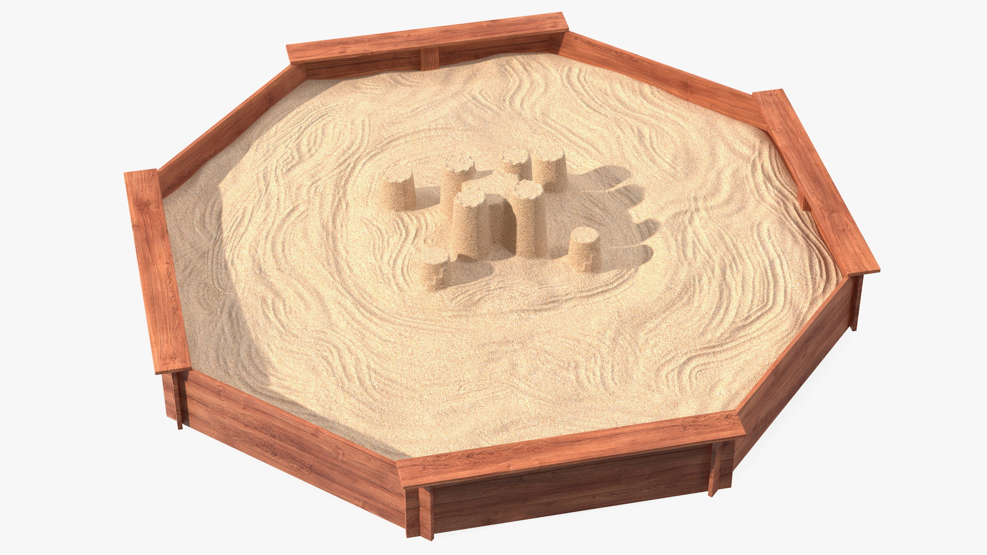 Sand Castle in Wooden Octagon Sandbox 3D