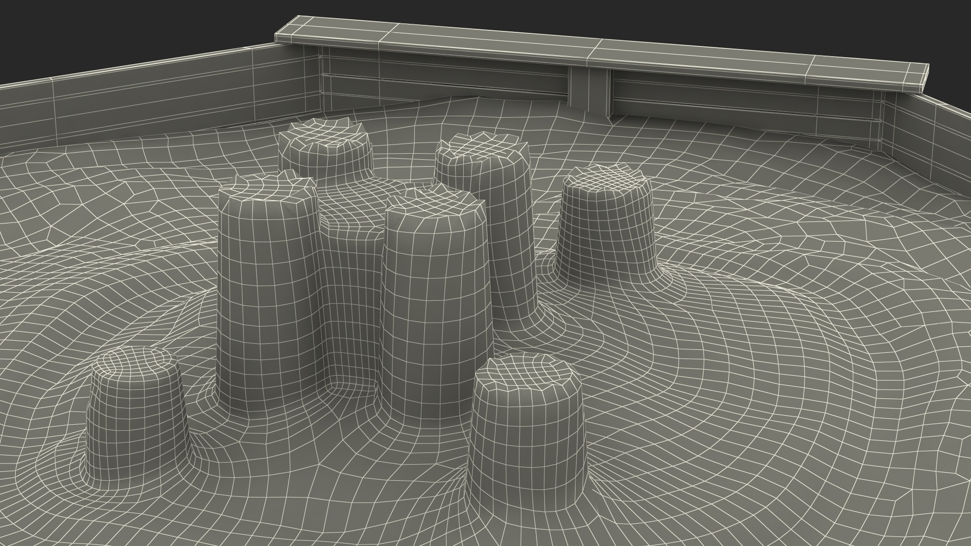 Sand Castle in Wooden Octagon Sandbox 3D