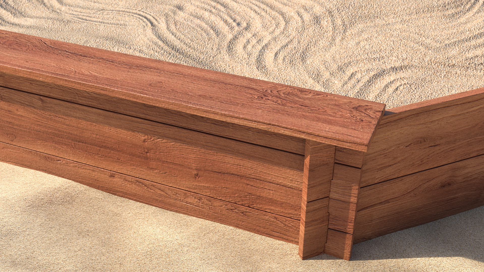 Sand Castle in Wooden Octagon Sandbox 3D