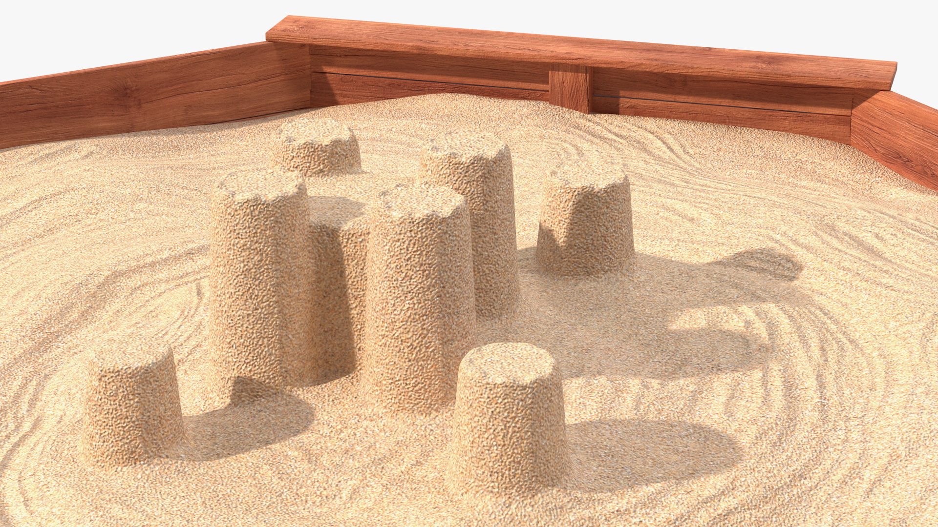Sand Castle in Wooden Octagon Sandbox 3D