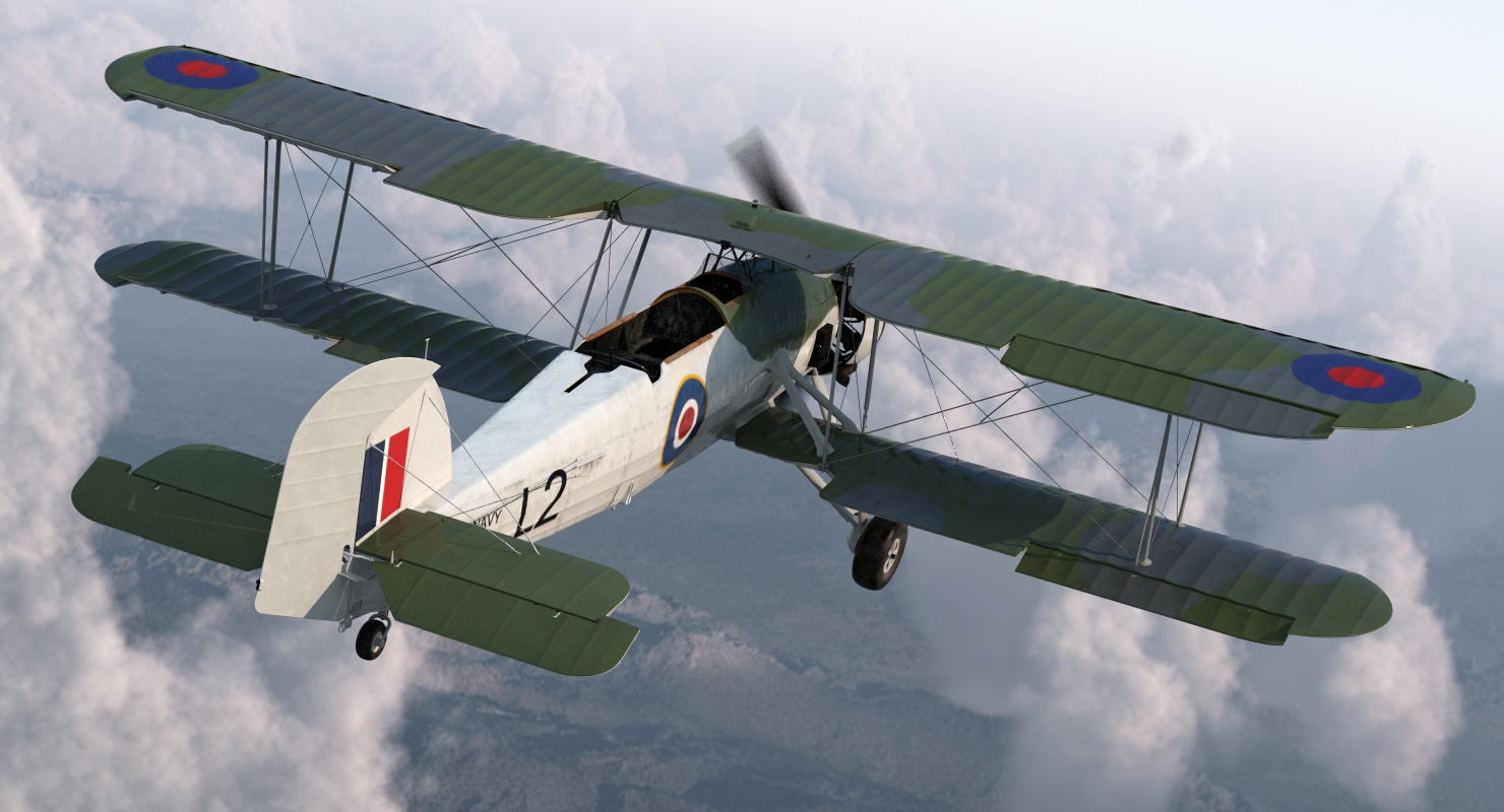 Biplane Torpedo Bomber Fairey Swordfish 3D model