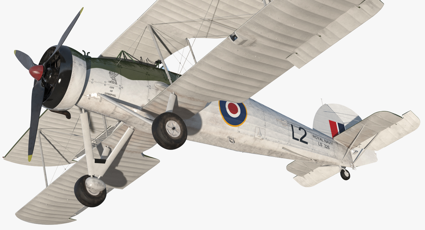 Biplane Torpedo Bomber Fairey Swordfish 3D model