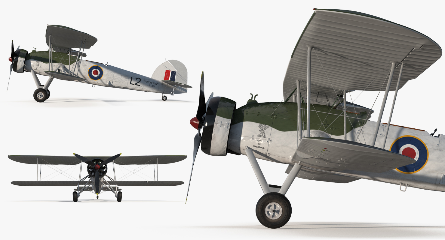 Biplane Torpedo Bomber Fairey Swordfish 3D model