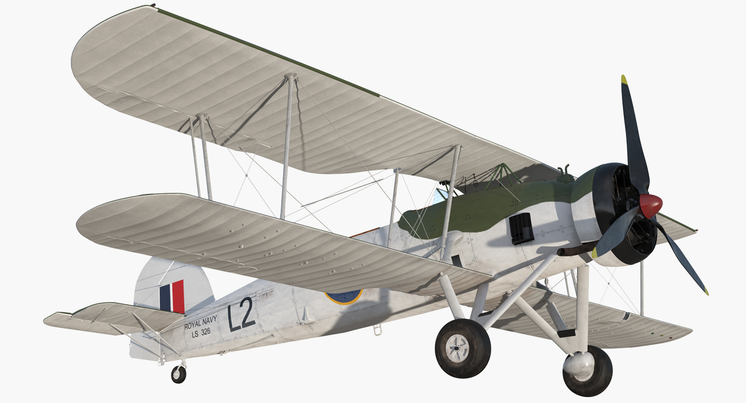 Biplane Torpedo Bomber Fairey Swordfish 3D model