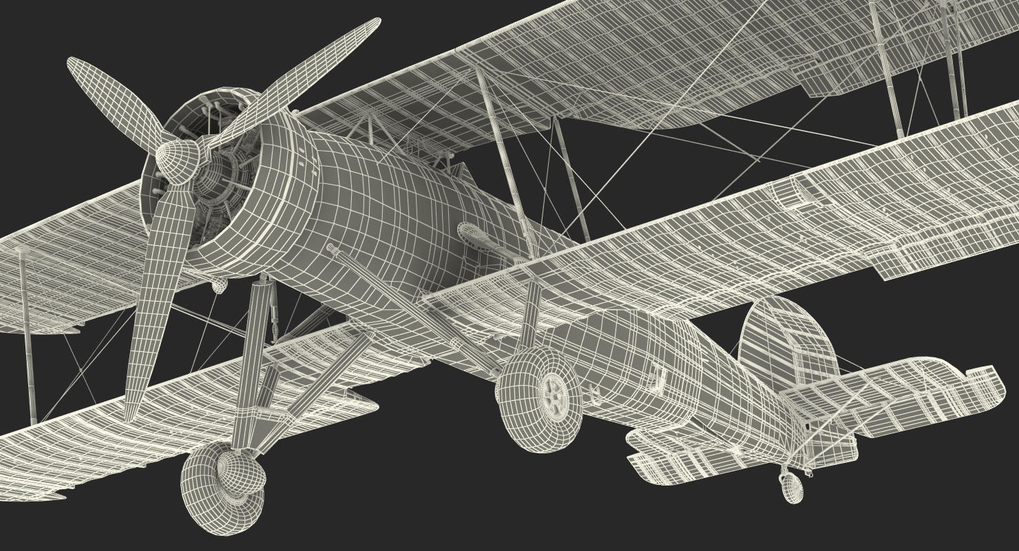 Biplane Torpedo Bomber Fairey Swordfish 3D model