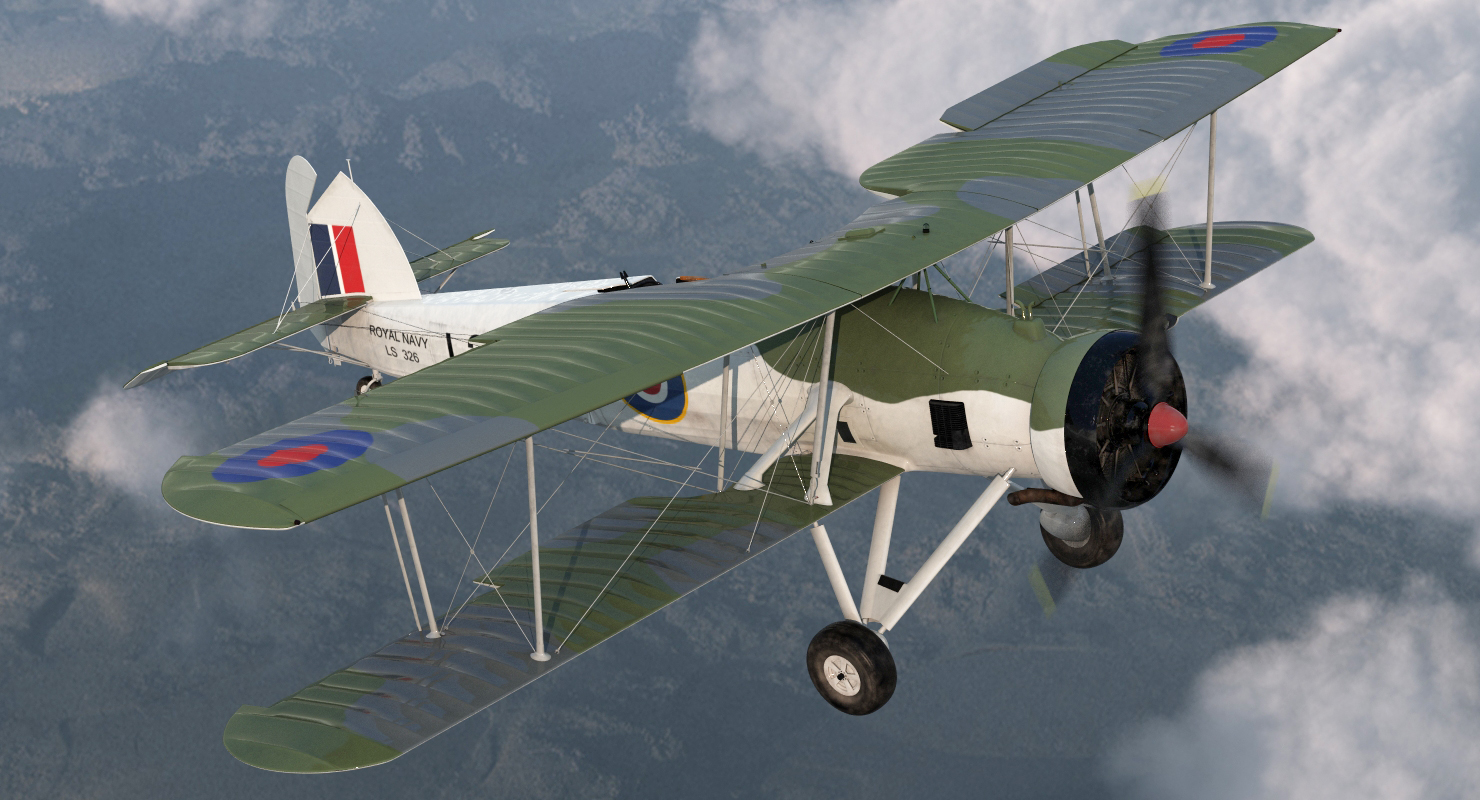 Biplane Torpedo Bomber Fairey Swordfish 3D model