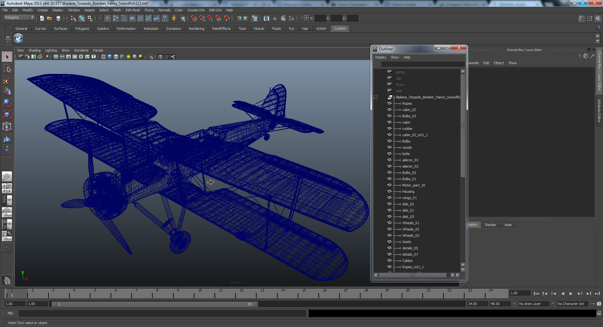 Biplane Torpedo Bomber Fairey Swordfish 3D model