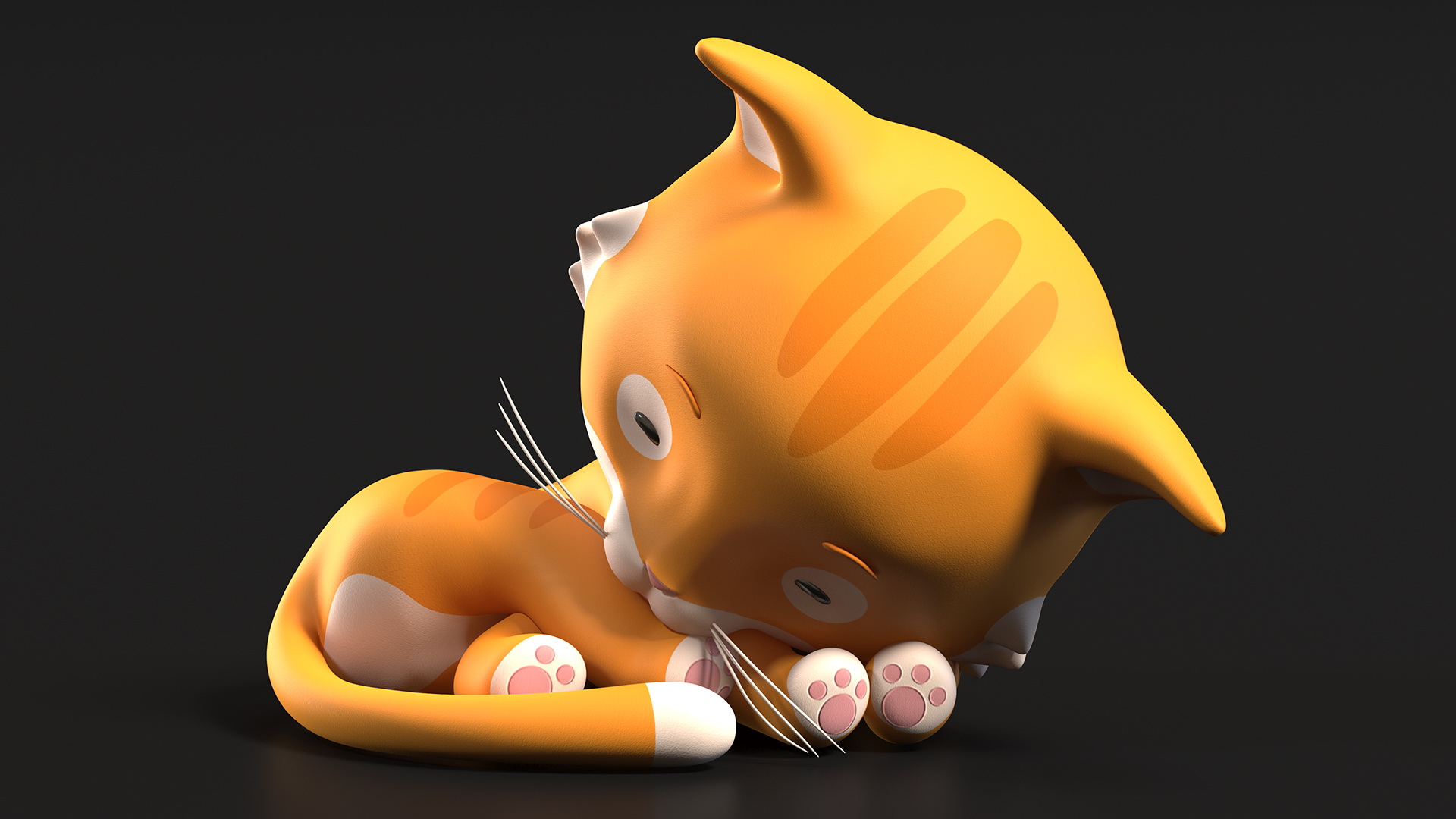 3D Sleeping Funny Cartoon Cat