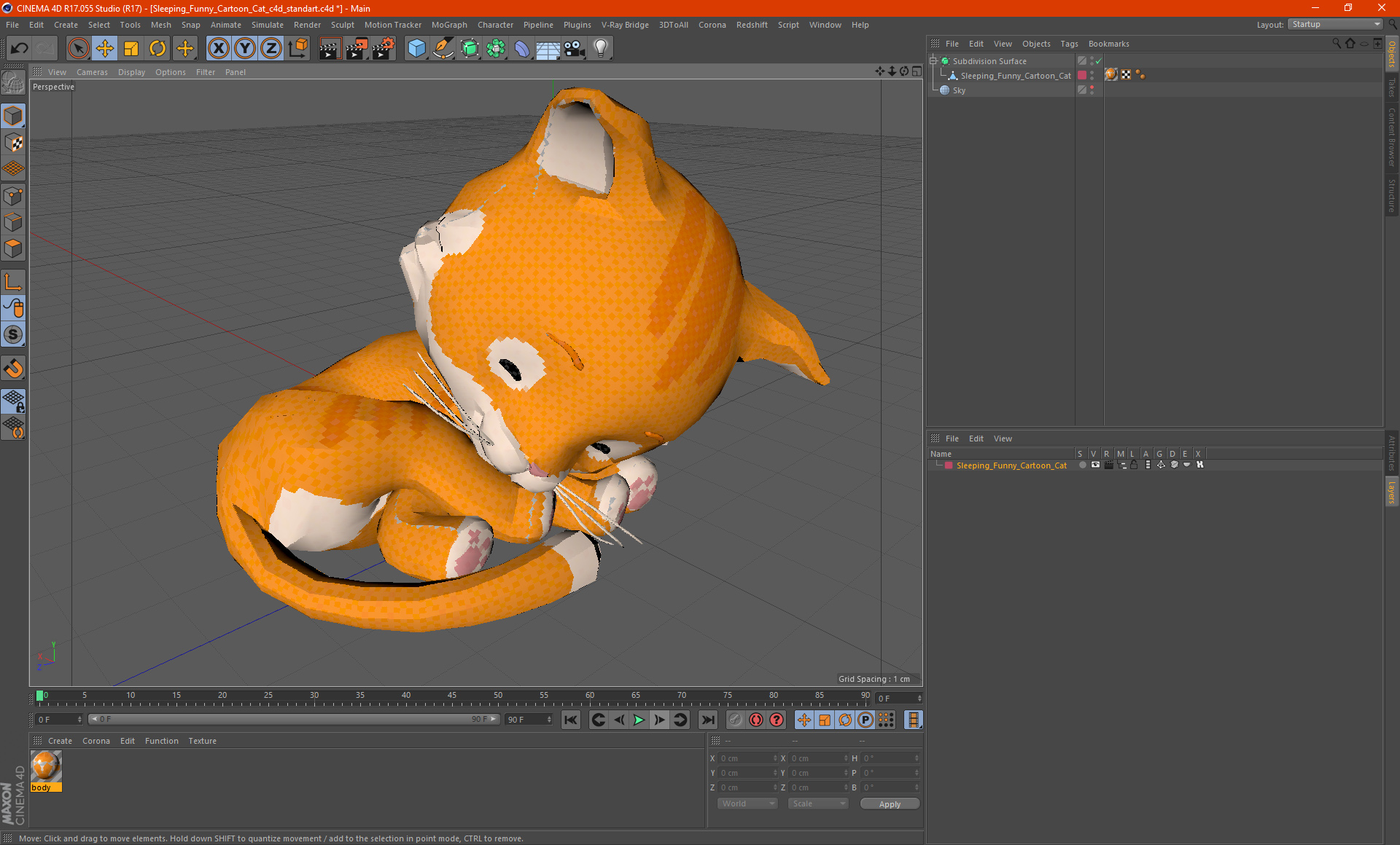 3D Sleeping Funny Cartoon Cat