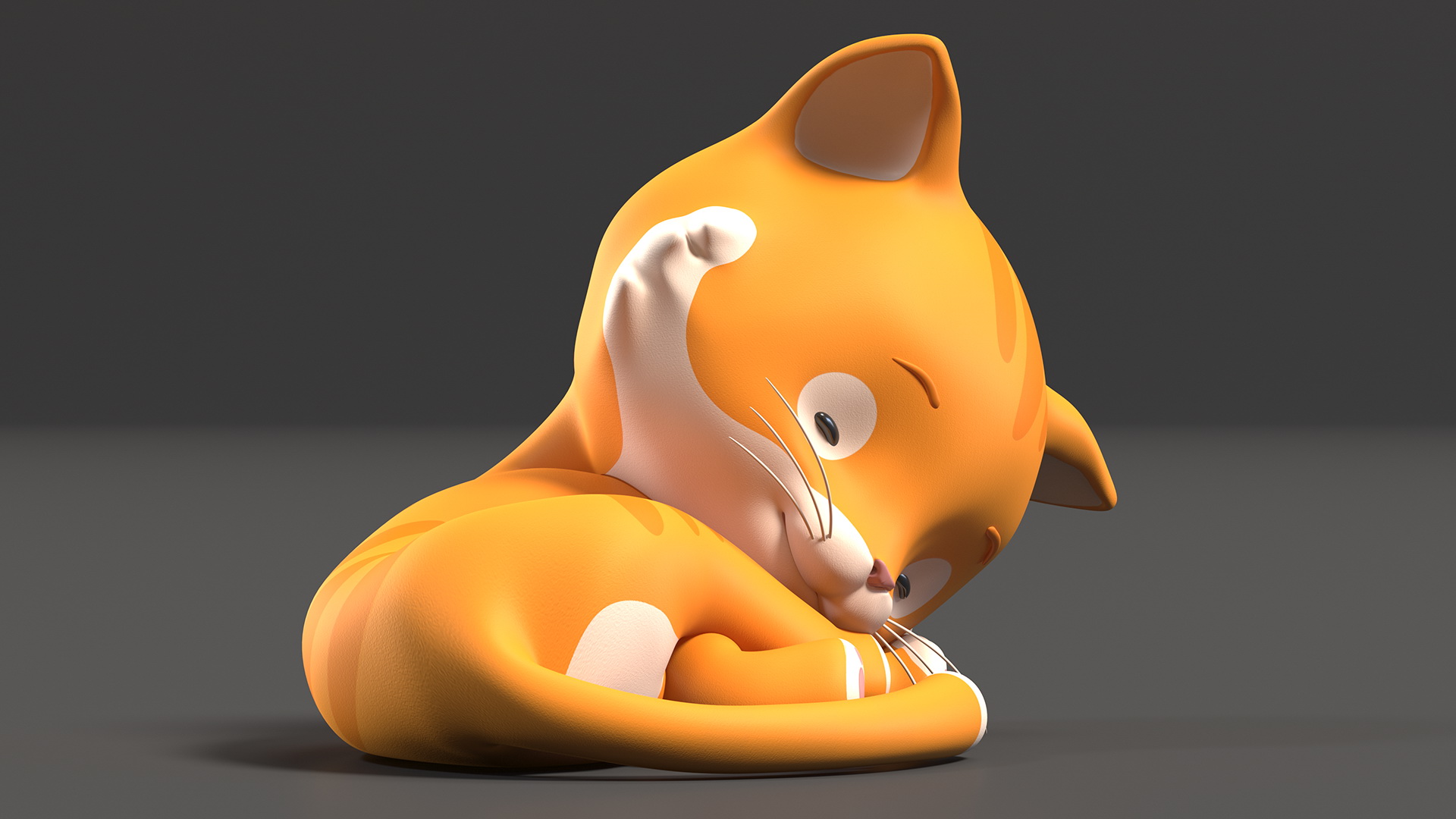 3D Sleeping Funny Cartoon Cat