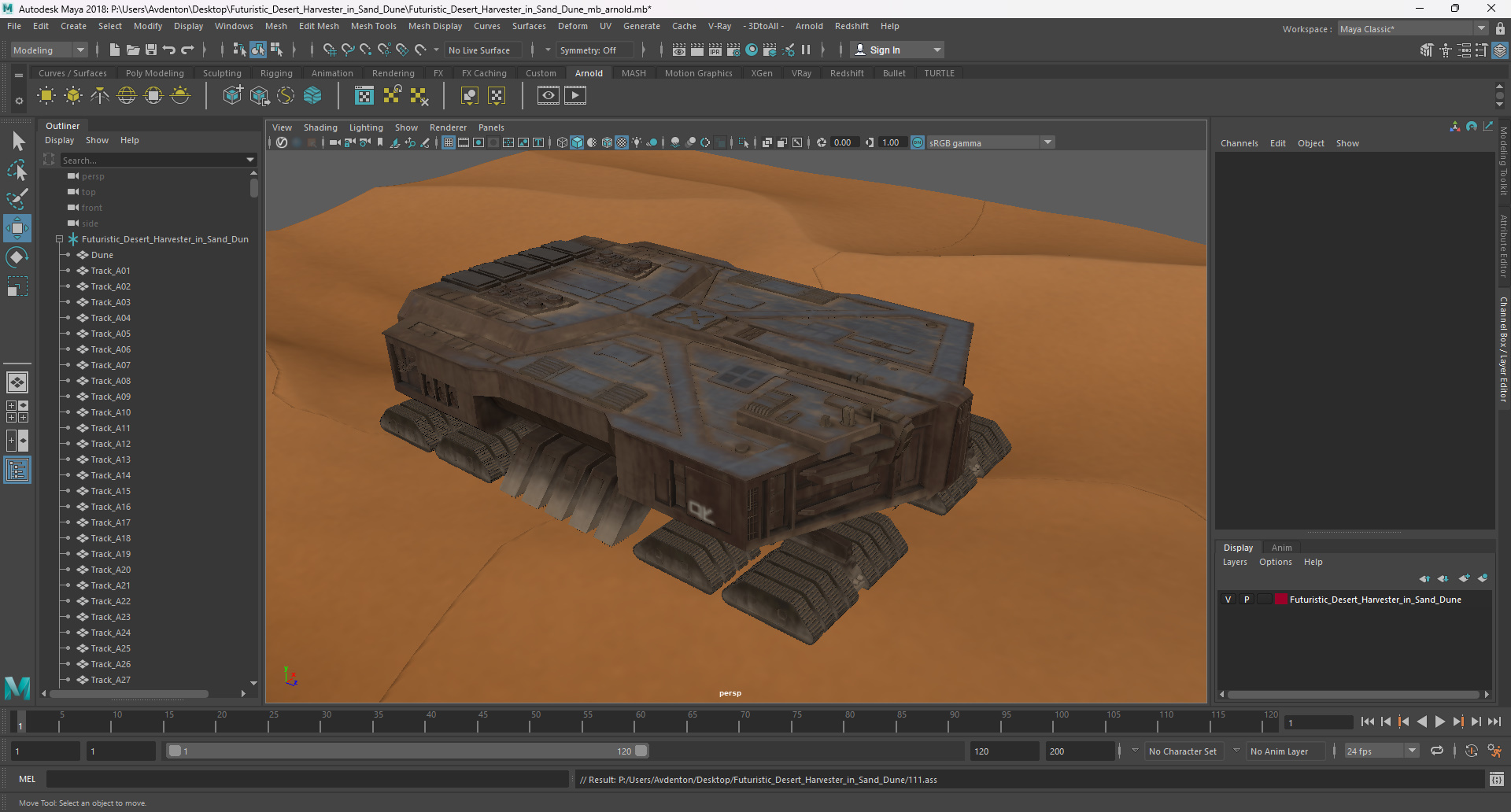3D model Futuristic Desert Harvester in Sand Dune