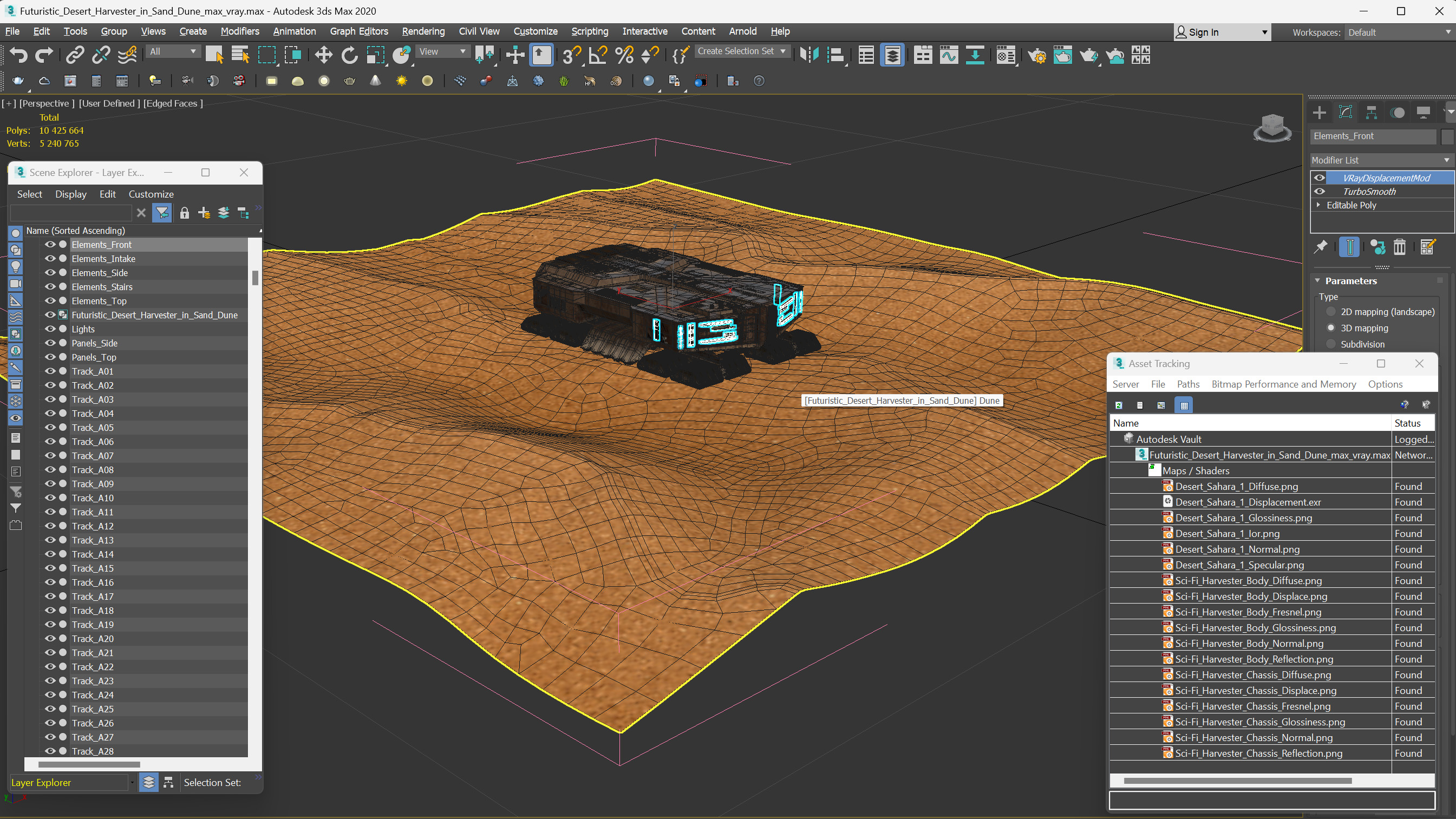 3D model Futuristic Desert Harvester in Sand Dune
