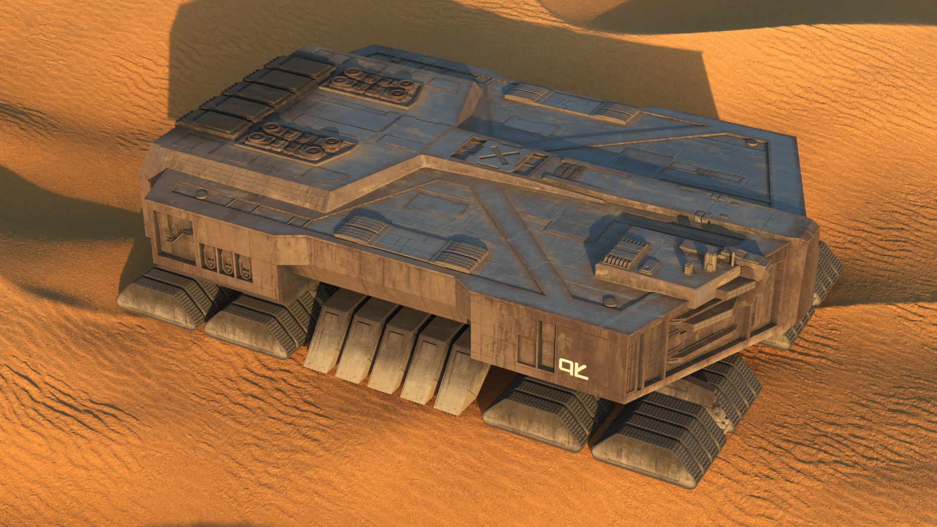 3D model Futuristic Desert Harvester in Sand Dune