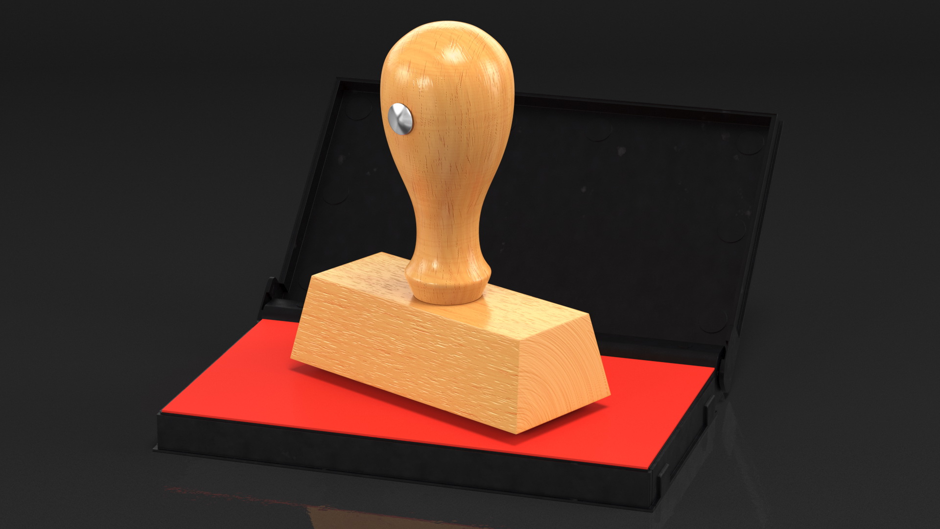 3D model Stamp with Wood Handle and Inkpad Hacked