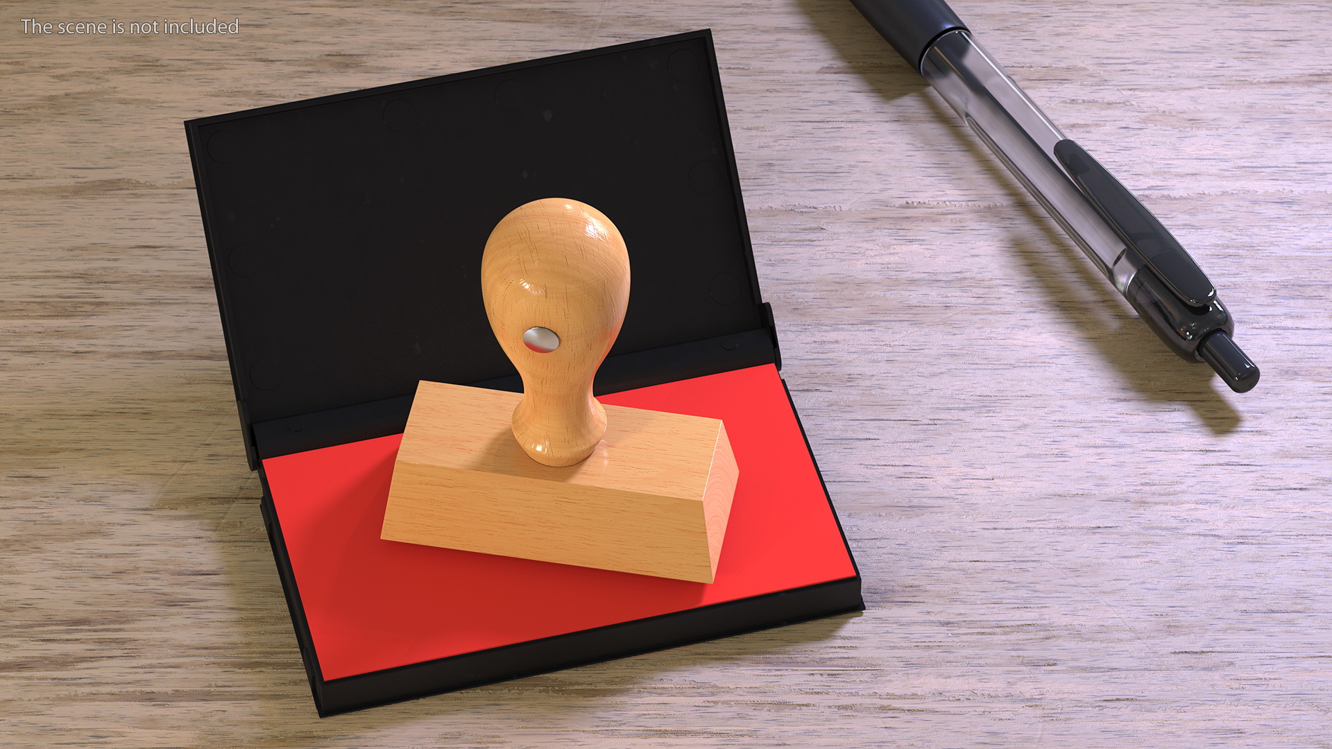 3D model Stamp with Wood Handle and Inkpad Hacked