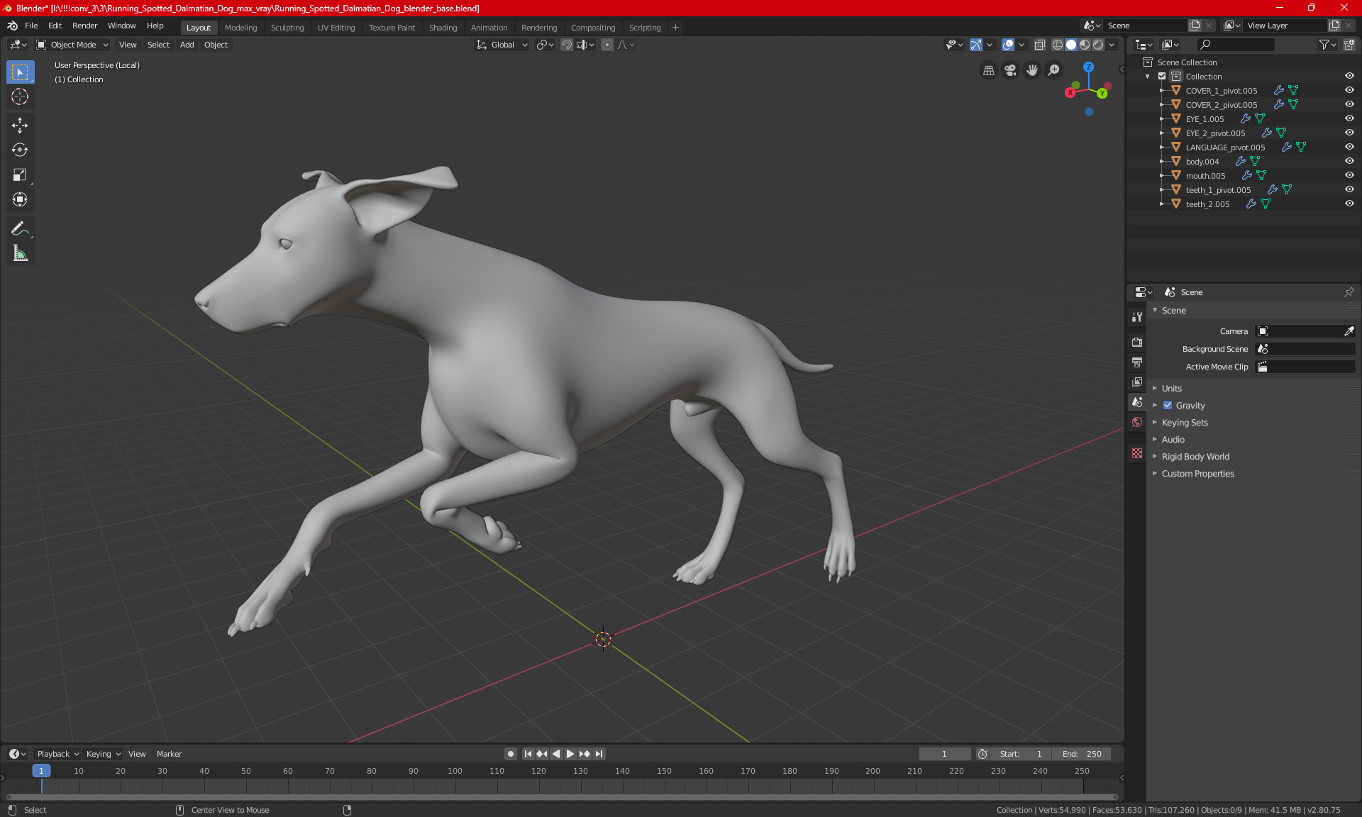 Running Spotted Dalmatian Dog 3D model