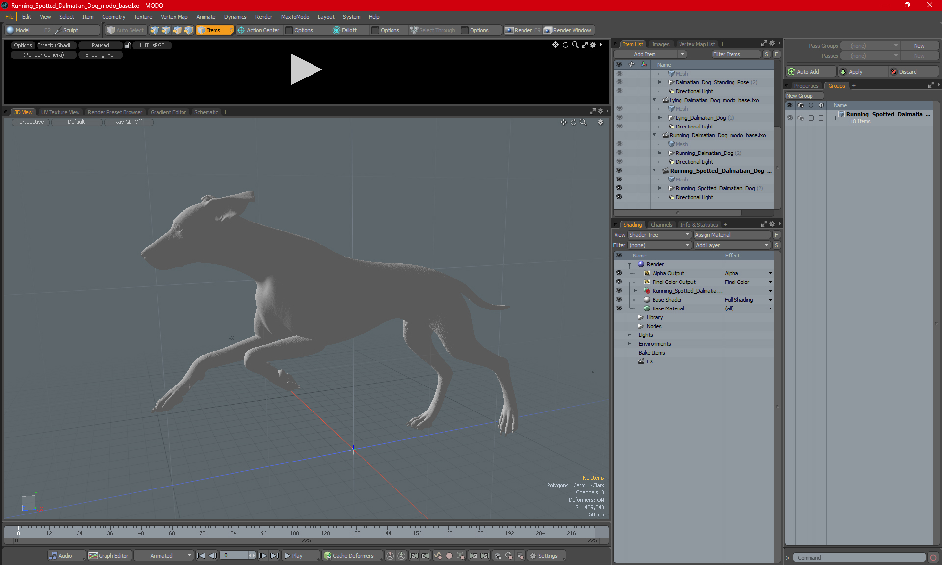 Running Spotted Dalmatian Dog 3D model