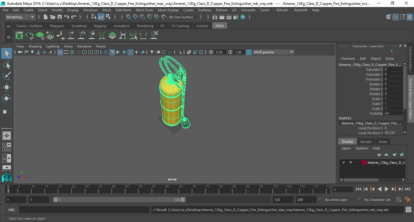Amerex 12Kg Class D Copper Fire Extinguisher 3D model