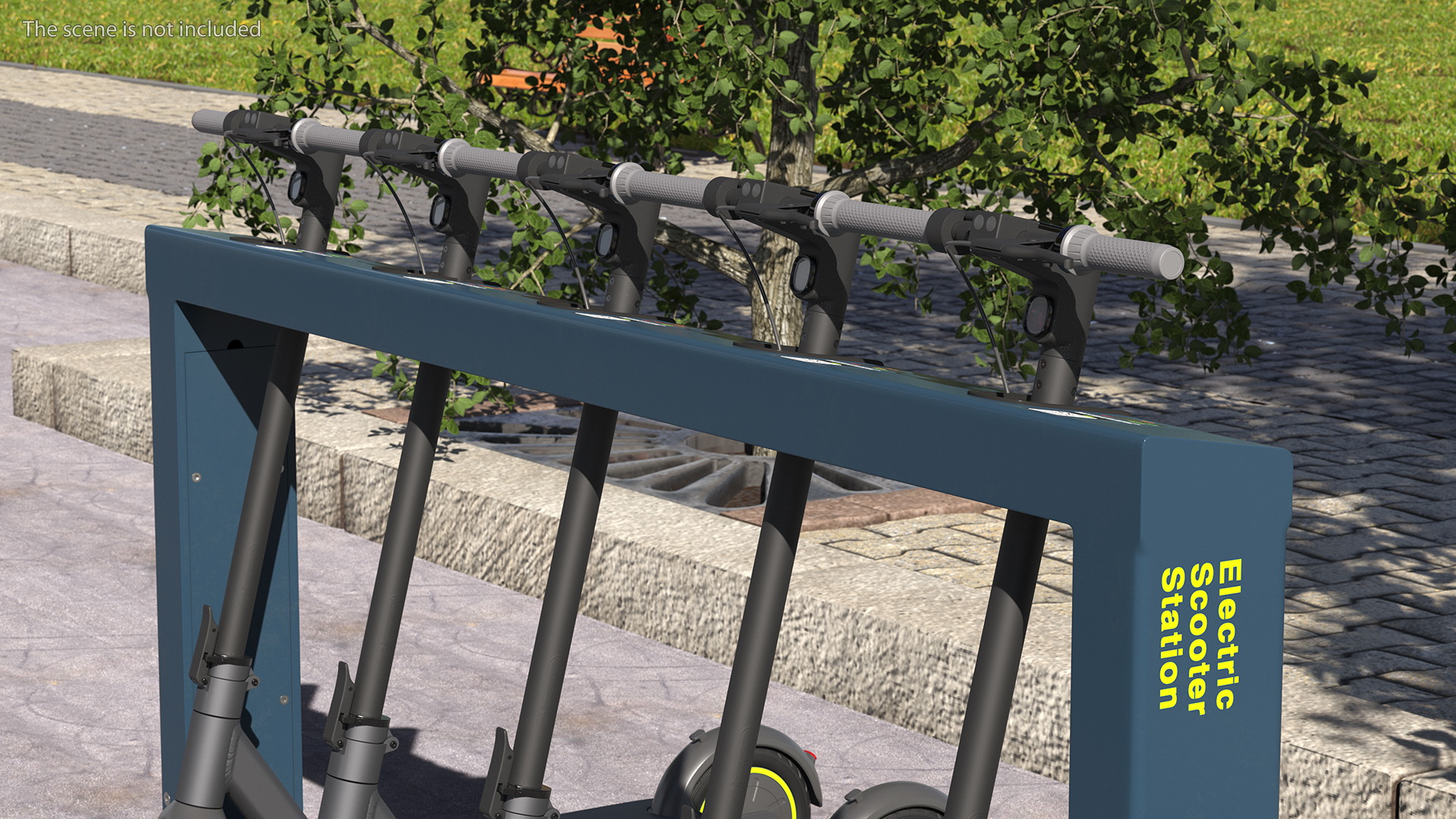 Electric Rental Station With Scooters 3D