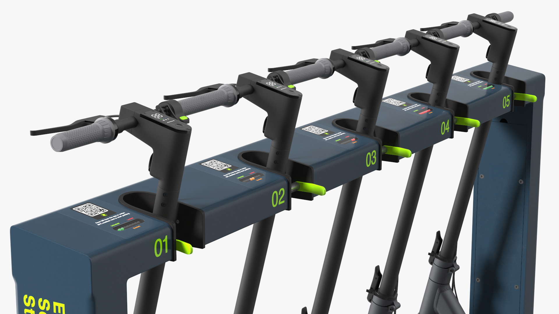 Electric Rental Station With Scooters 3D
