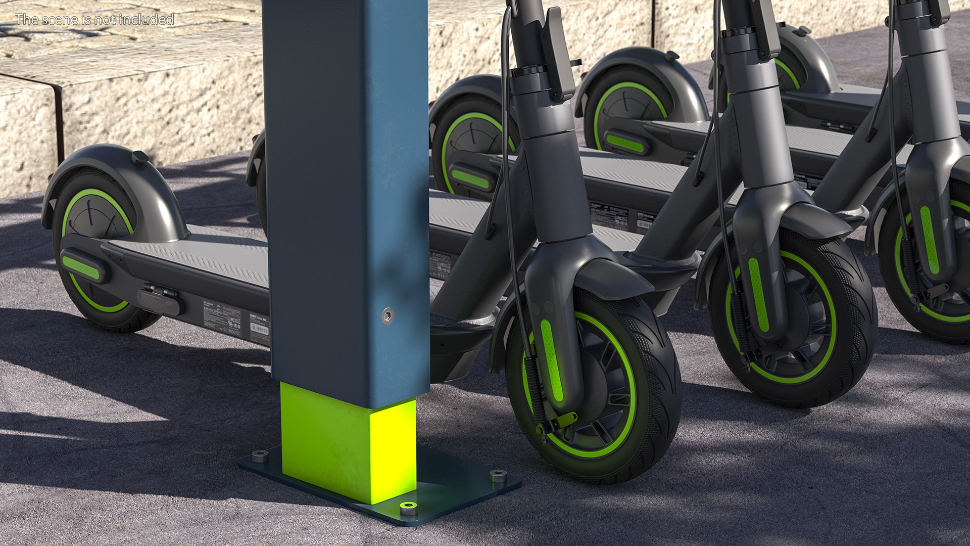 Electric Rental Station With Scooters 3D