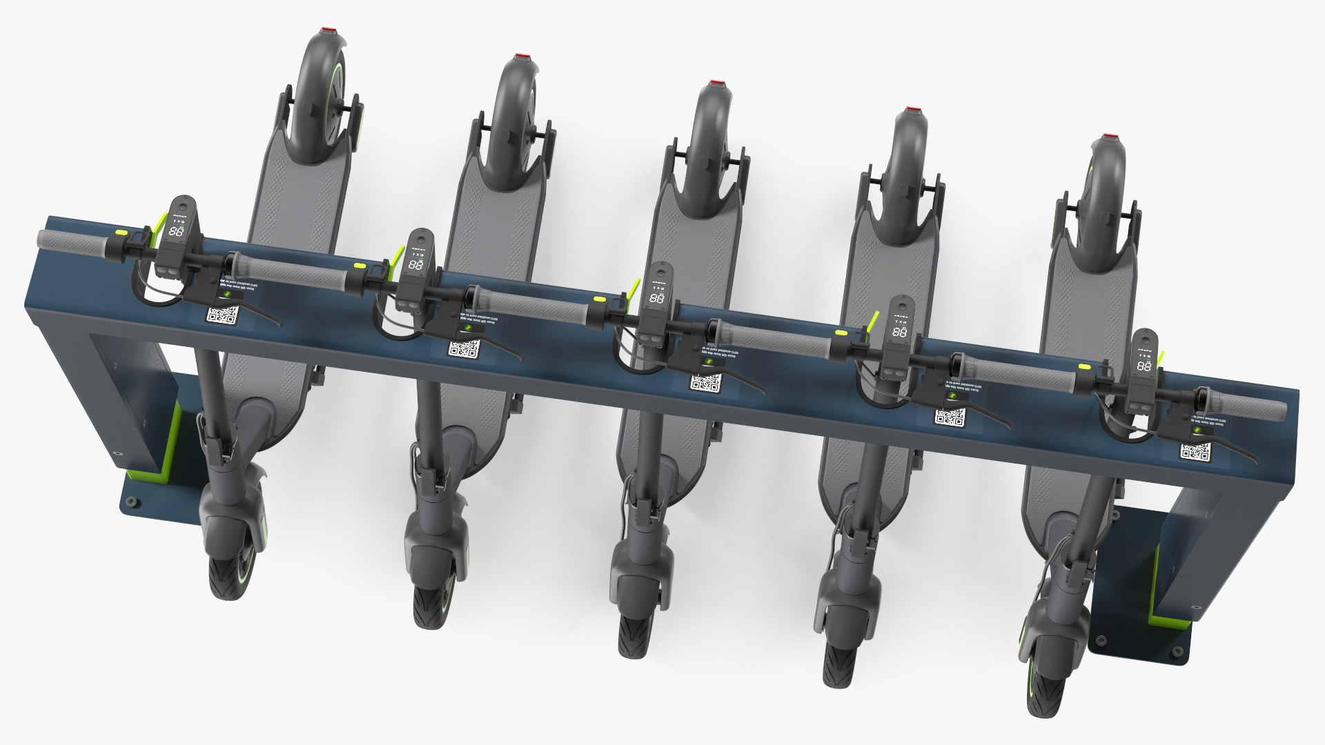 Electric Rental Station With Scooters 3D