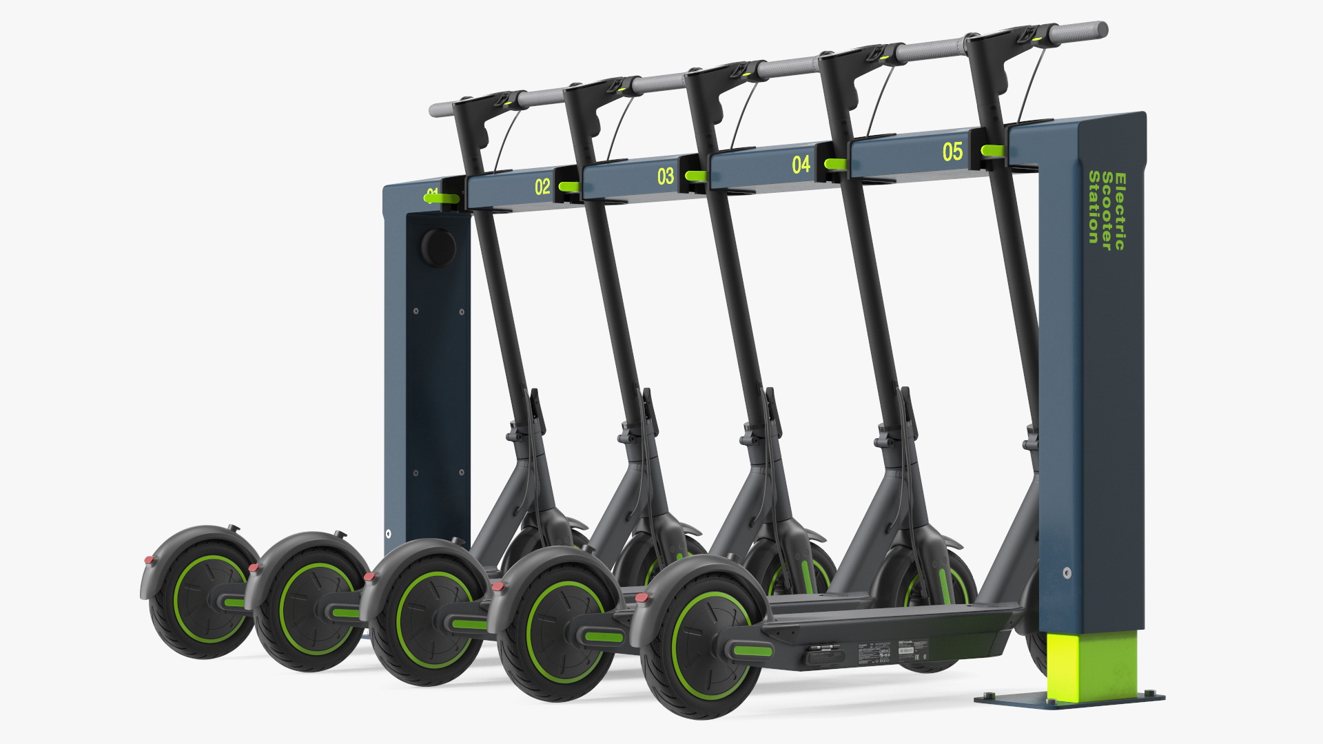 Electric Rental Station With Scooters 3D
