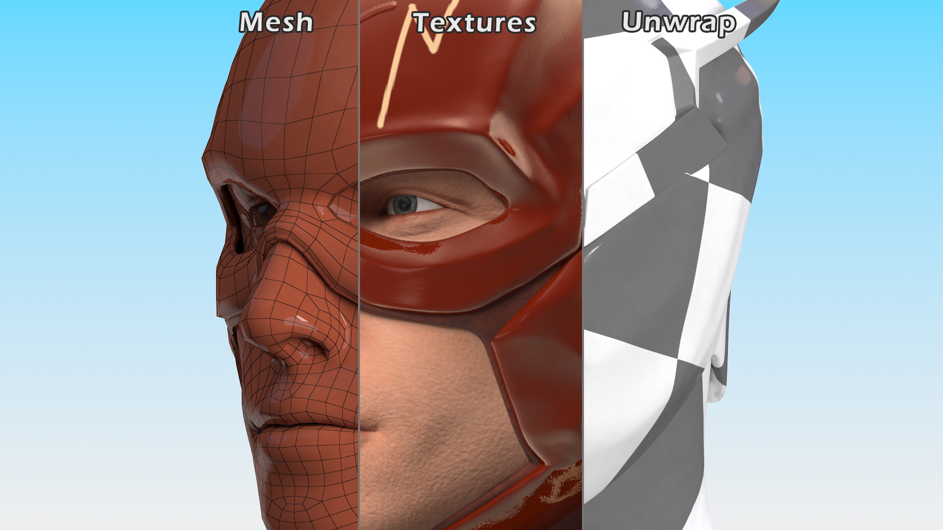 3D model DC Flash Head Rigged