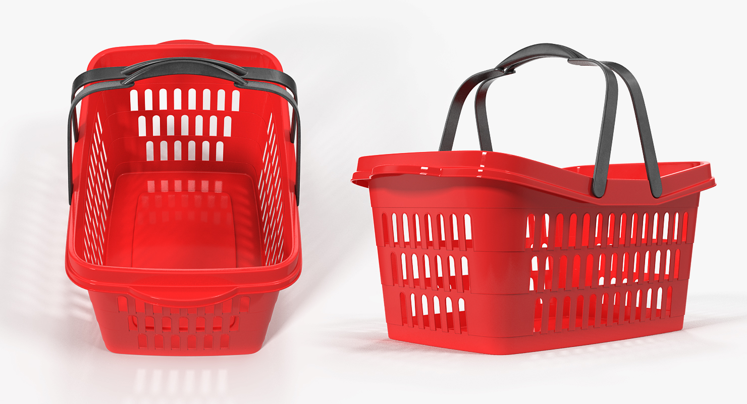 Plastic Shopping Basket with Plastic Handles 3D model