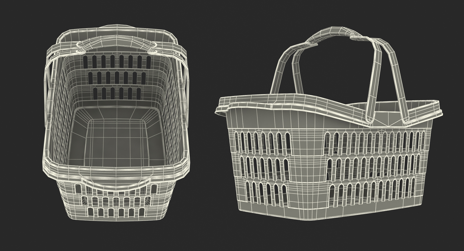 Plastic Shopping Basket with Plastic Handles 3D model