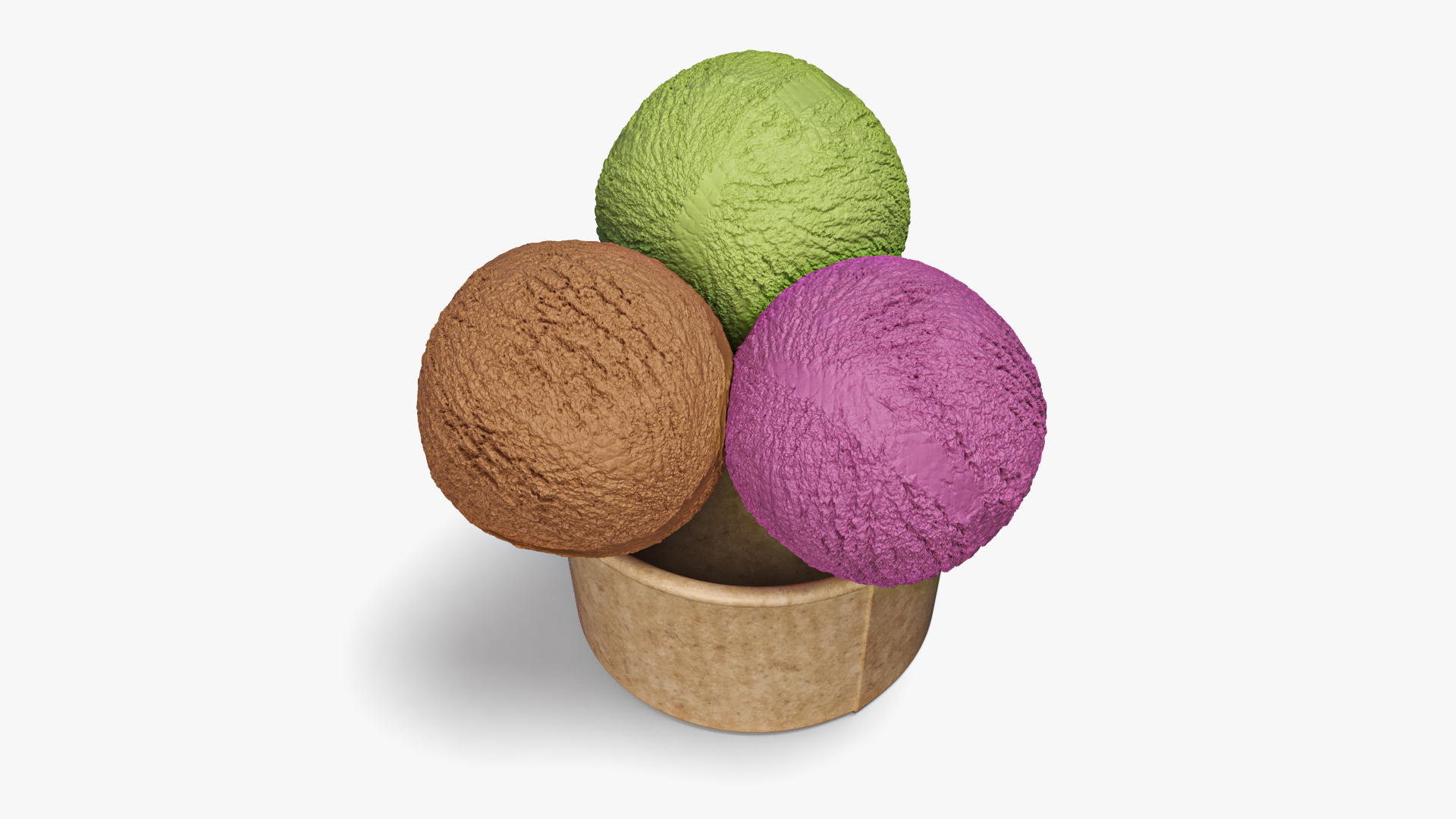 3D model Multicolored Ice Cream Balls in Cardboard Cup