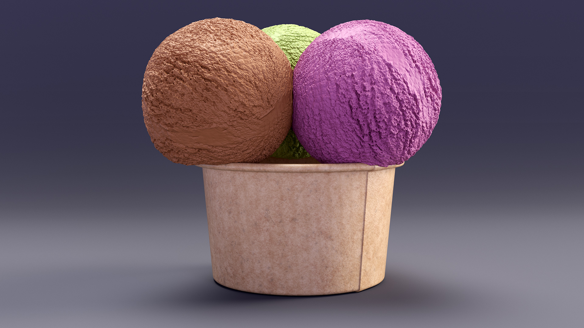3D model Multicolored Ice Cream Balls in Cardboard Cup