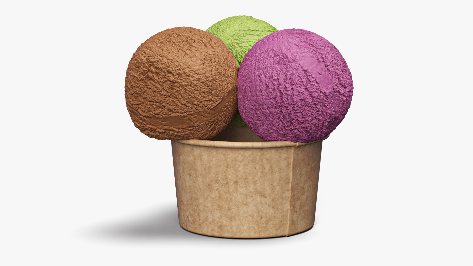 3D model Multicolored Ice Cream Balls in Cardboard Cup