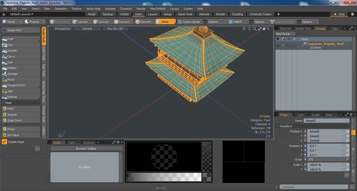 3D model Japanese Pagoda Roof