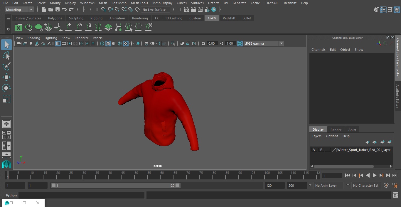 3D Winter Sport Jacket Red model