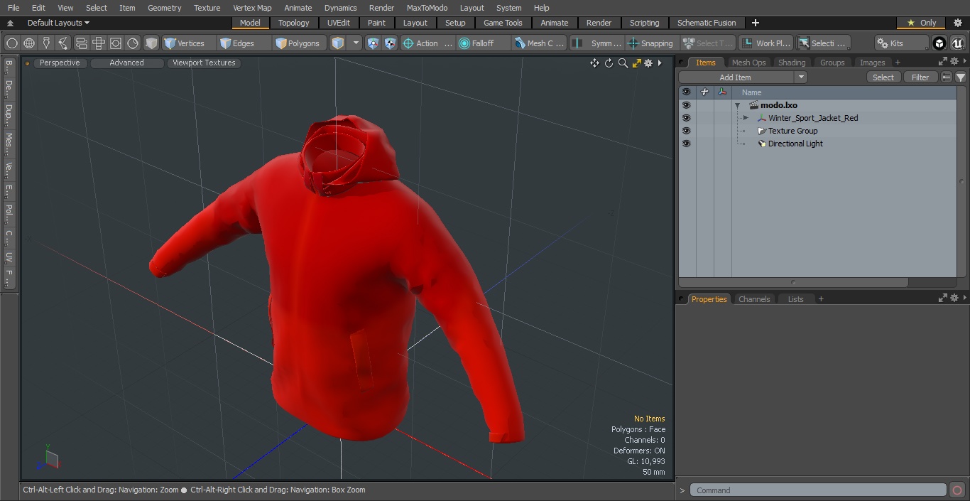 3D Winter Sport Jacket Red model