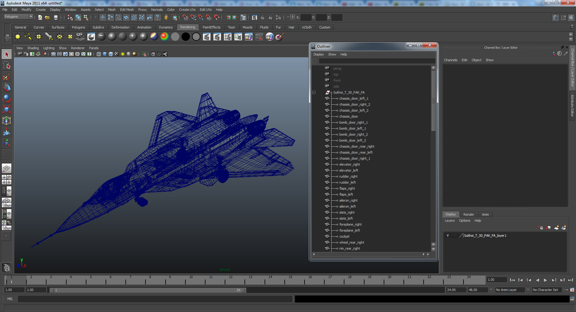 3D Sukhoi T 50 PAK FA model