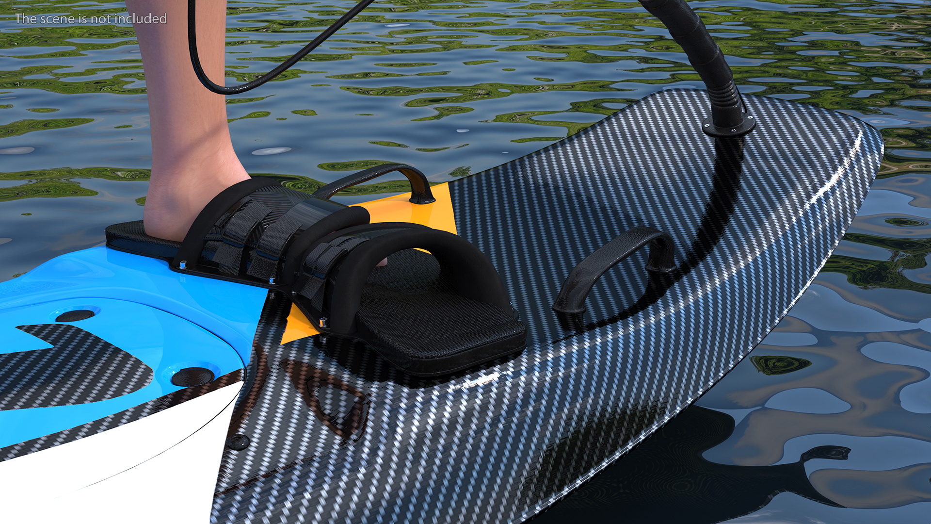 3D model Motorised Surfboard Blue With Man in Swimwear